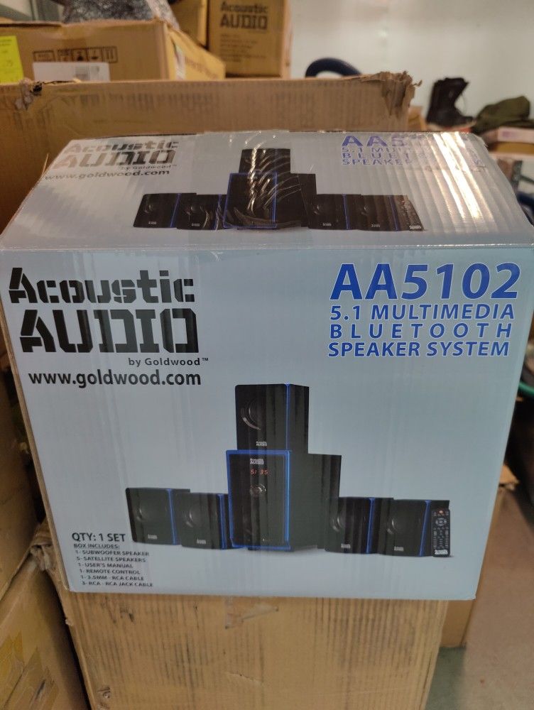 Acoustic Audio AA5102 Bluetooth Powered 5.1 Speaker System Home Theater Surround Sound
