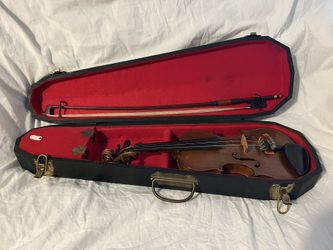 Antique 1/8 Size Paul Prichard Violin W/ Bow & Coffin Case