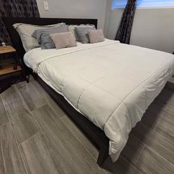 King Dark Wood Platform Bed Frame
