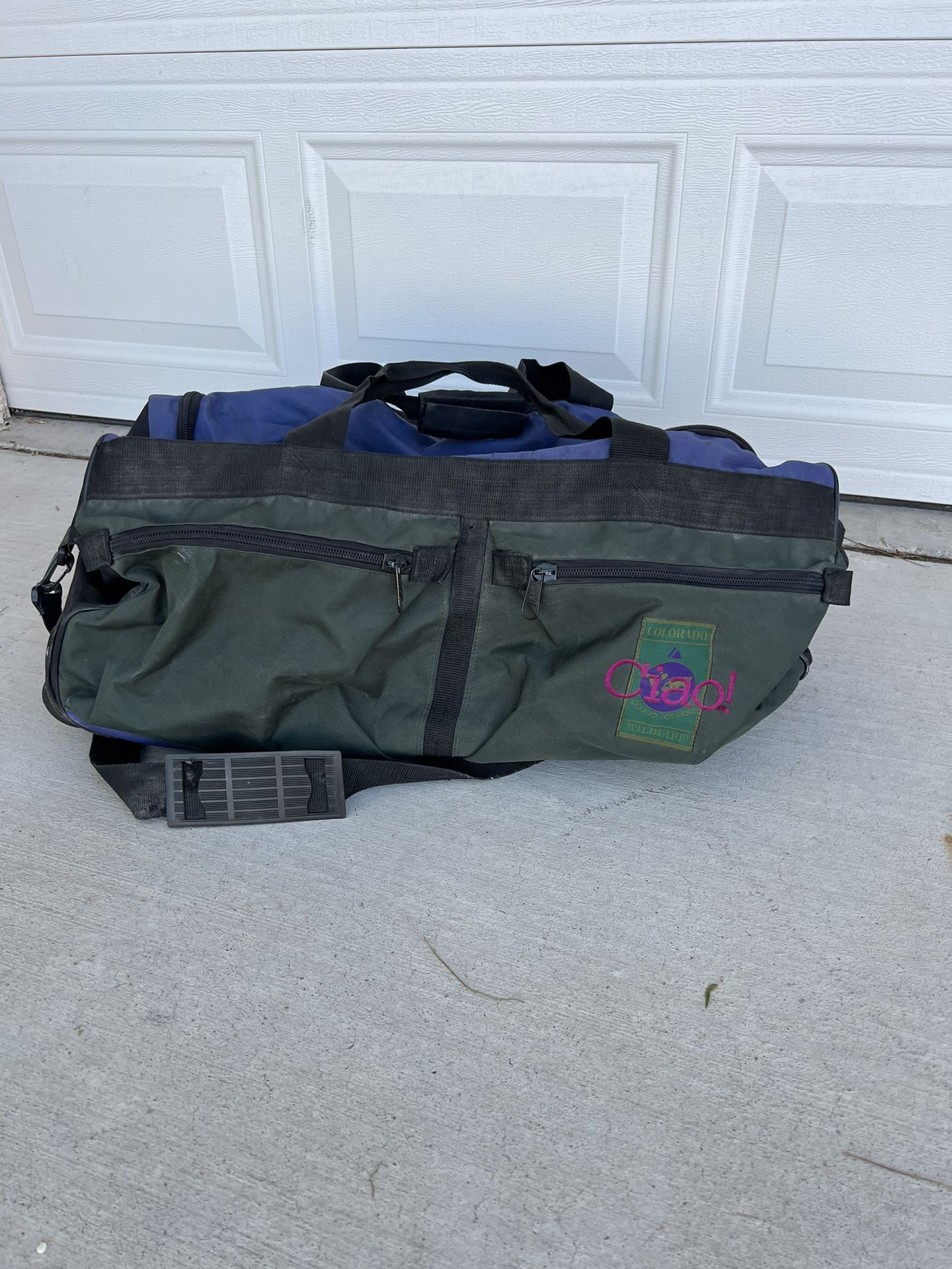 Large Rolling Duffle Bag  - Vintage 90s Colorado Wildlife Ciao  Duffle bag