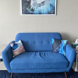 Blue Cutshall Rolled Arms Loveseat 