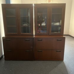 China Cabinet x3 - Wood & Glass