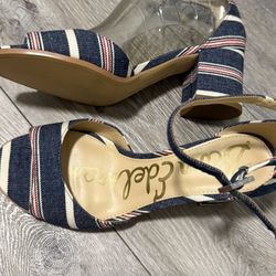 NIB Sam Edelman Denim Block Sandals 