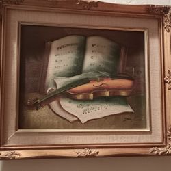 Medium Canvas Painting Signed Perfect Very Old $100