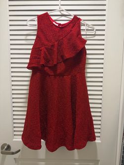 Girls’ Red Sparkly Party Dress – Size L (10½–12½) – $15