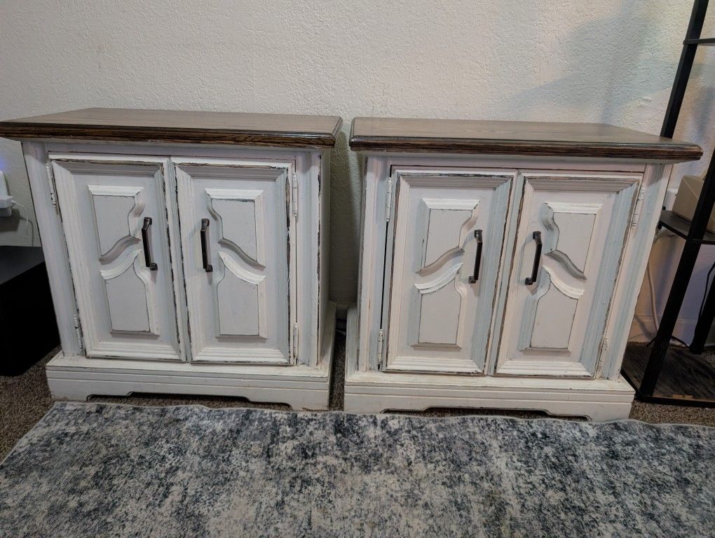 Pair of Distressed Nightstands