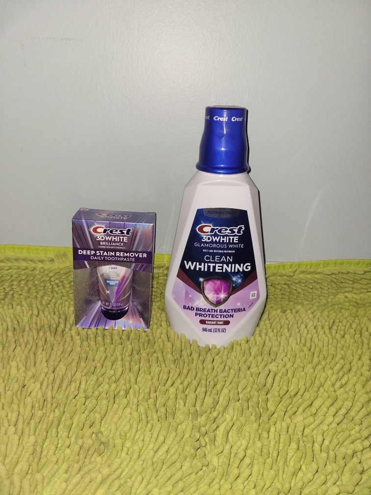 2 Crest 3D White Toothpaste 2.1oz/ Mouthwash 32oz