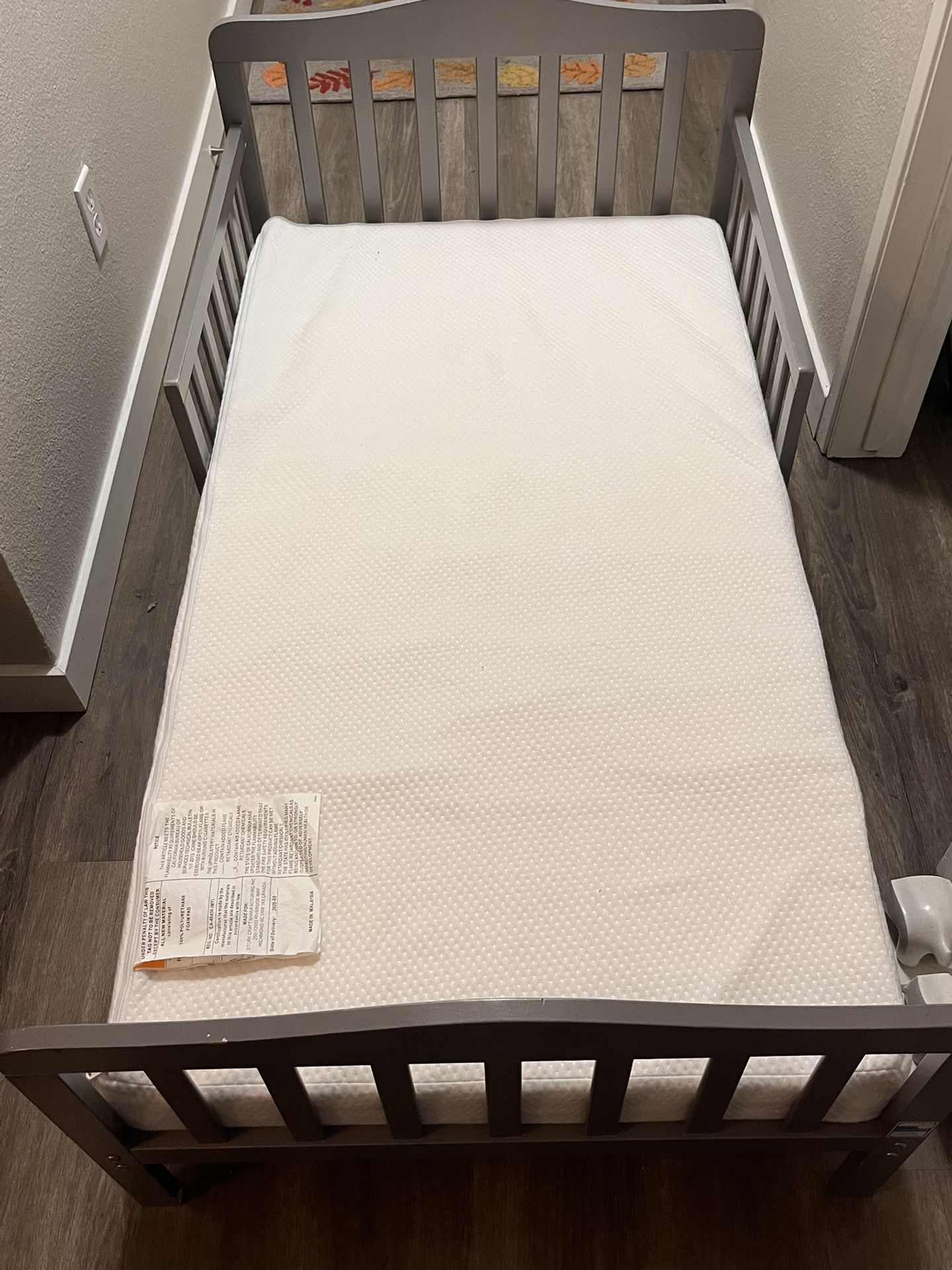 Toddler Bed- Grey Frame with Mattress