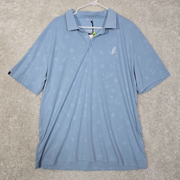 Swannies Mens Stretch Polo Shirt Size 2XL Blue Golf Logo Animal Print Active 