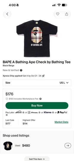 BAPE A Bathing Ape Check by Bathing Tee