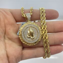 Gold Chain & Pendant Set 10K New
