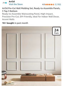 Art3d Pre-Cut Wall Molding Set, Ready-to-Assemble Panels - NEW
