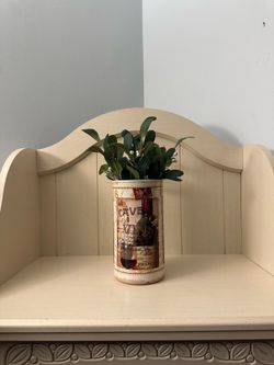 Wine Themed Ceramic Decorative Vase with Faux Greenery 🌱