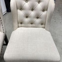 2 Plush Beige Countertop Chairs