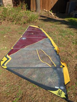 Ezzy Legacy windsurfing sail, beautiful yellow and red