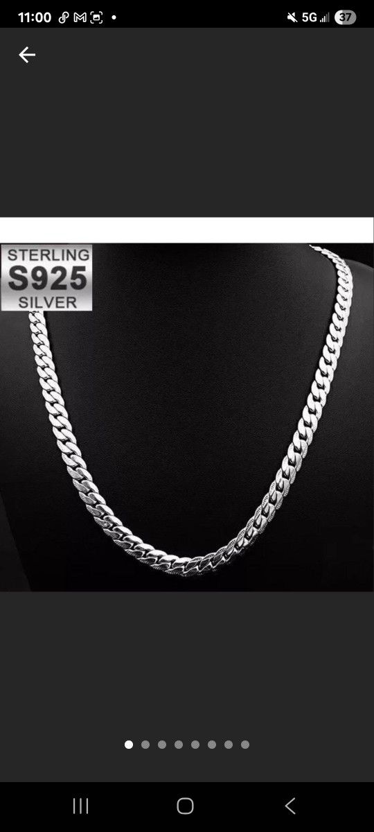 925 Sterling Silver 24" Diamond Cut Cuban Link Necklace