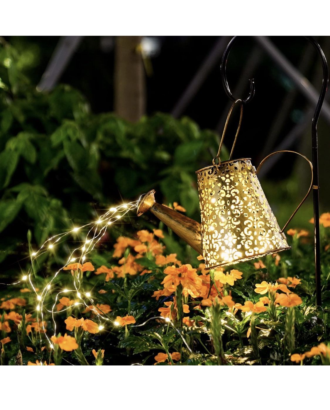 Mxnelar Solar Watering Can with Lights, Waterproof Hanging Garden Decor Art Large Solar Lanterns Outdoor Retro Metal Decorative Solar Lights Outdoor f