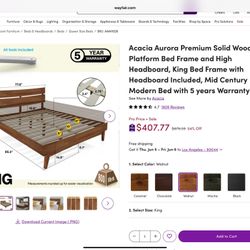  BED FRAME : Solid Wood King Size New