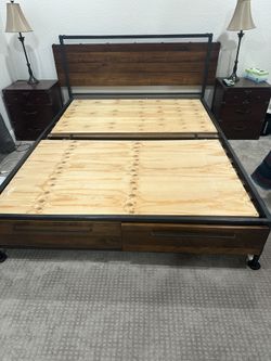 Scandinavian design queen bed with storage