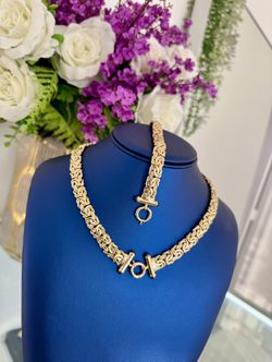 Gargantilla Y Manilla Bizantino Oro 10k Y 14k Financiamiento Disponible 