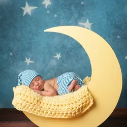Newborn photography yellow moon prop