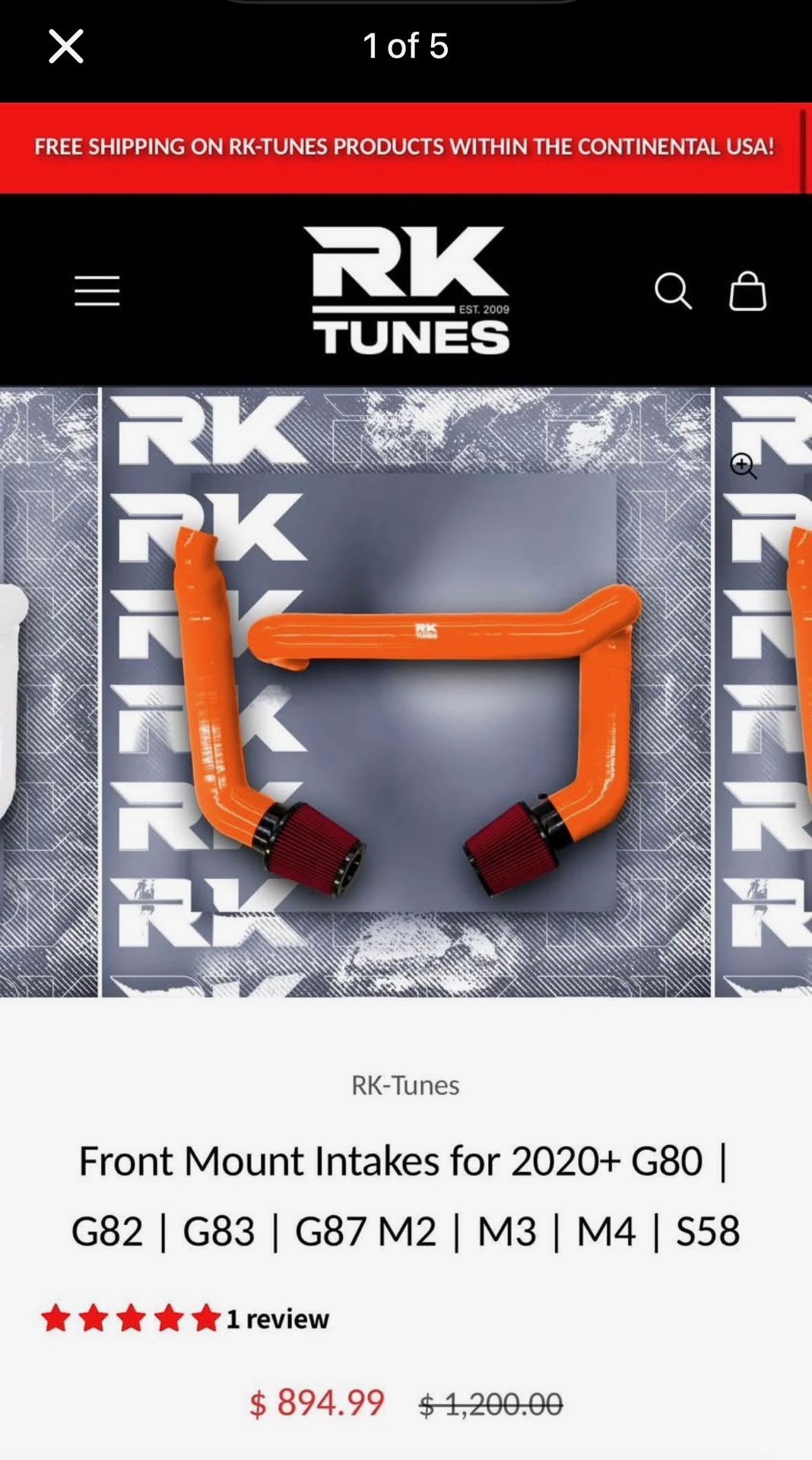 RK TUNE FRONT MOUNT INTAKES BMW (LIKE NEW)