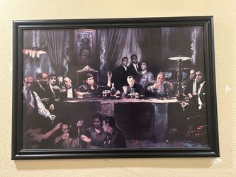 Framed "Gangster Last Supper" Art Print Poster by Ylli Haruni – Large 39.5" x 27.5"