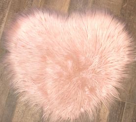 Light Pink Small Heart Shaped Faux Fur Shaggy Rug