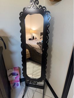 Black Standing mirrored jewelry cabinet