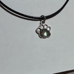 dog paw and labradorite necklace 