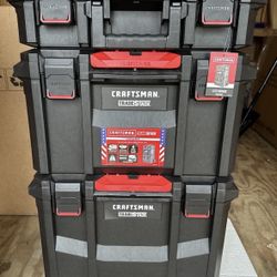 CRAFTSMAN TRADESTACK System 22-in Black Plastic Wheels Lockable Tool Box