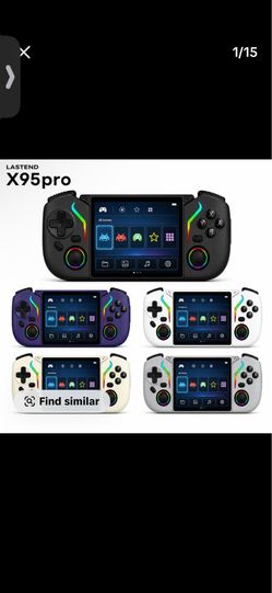 LASTEND X95pro Retro Handheld Game Console, Android 9.0 Portable Gaming Device with 3.5-inch IPS Screen, Built-in Emulators, WiFi, RGB Joysticks, Rech