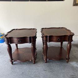 Two Large Wood End Tables w/ Storage from Klaussner Home Furnishings 