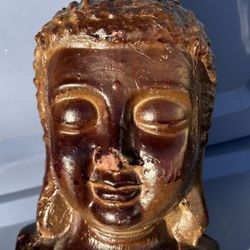Heavy Big Brown Buddha Bust Statue 
