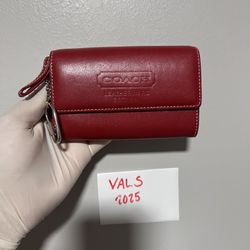 Vintage Coach Leatherware Small Bifold Wallet Red Leather