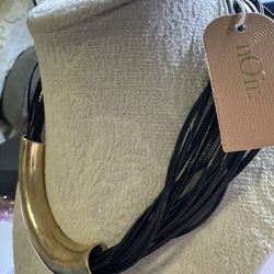 noir Gold Black Collar Statement Necklace Cord Fashion Jewelry No Stone