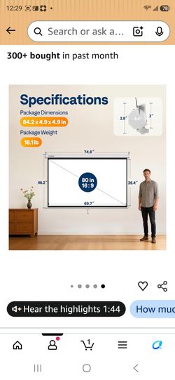 VIVIDHOME 80-Inch 16:9 Projection Screen