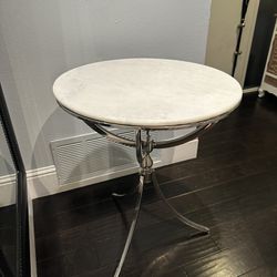 Pair Of Stone And Metal End Tables
