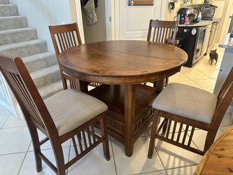 Counter Height Expandable Dining Room Table W 4 Chairs