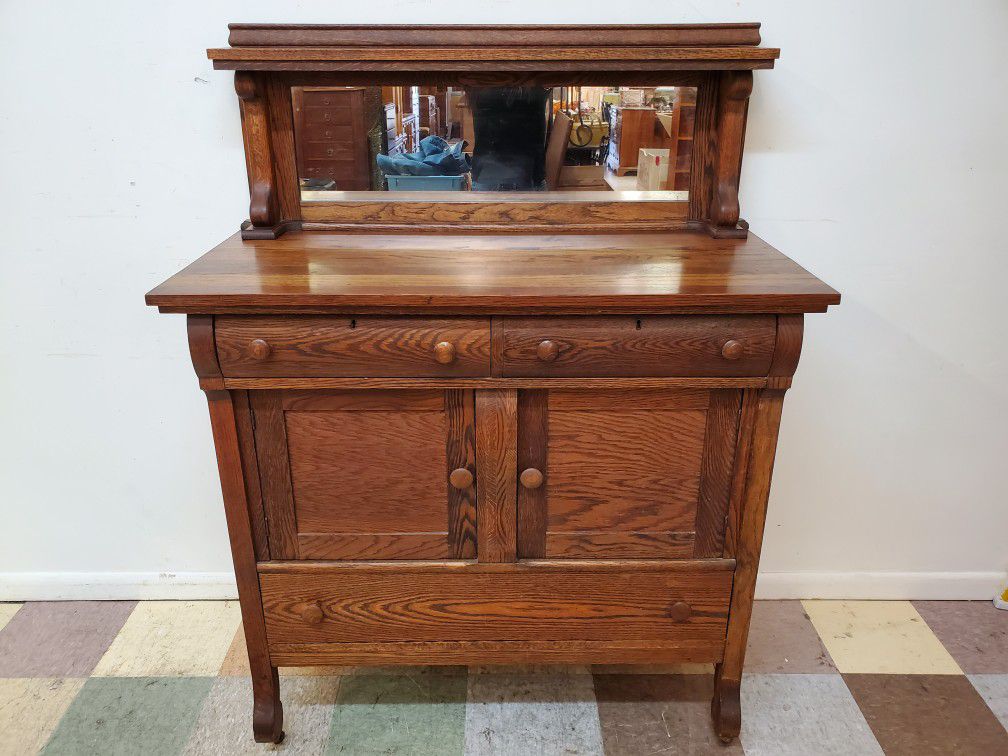 Antique Oak Sideboard Server With Mirror By Martin Furniture Co Hickory NC