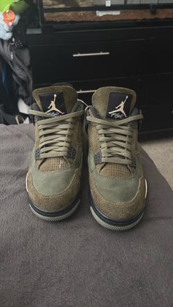 Air Jordan 4 Olive Green Suede Sneakers
