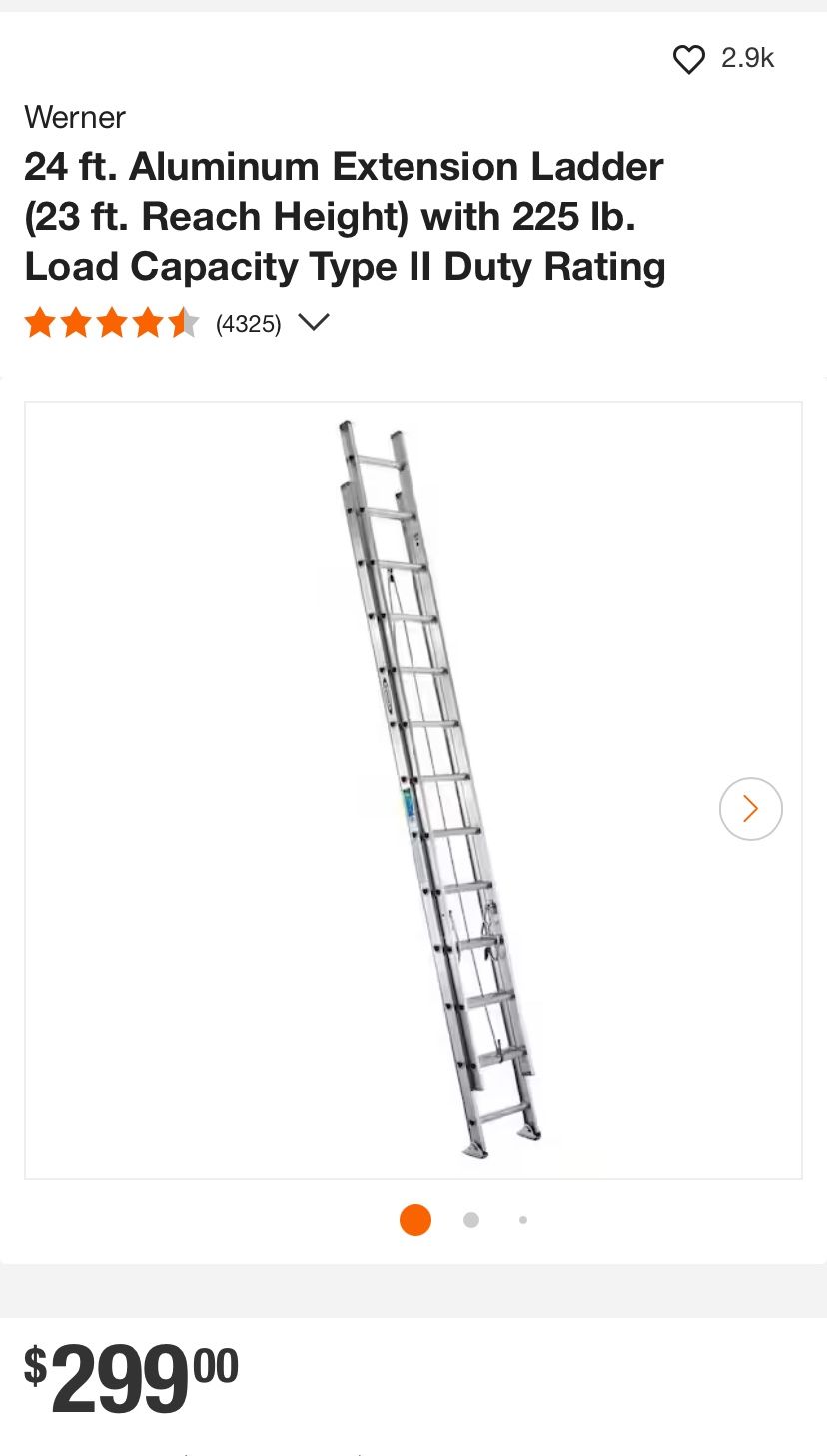 24 Foot Heavy Duty Aluminum Extension Ladder