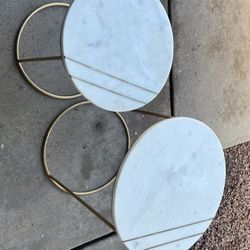 White Marble & Gold Inlay Nesting Table Set – Chic Modern Decor