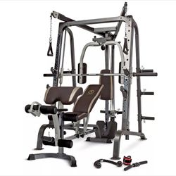 Marcy Home Gym Smith Cage System MD-9010G Includes Approx 400# Free Weights And More