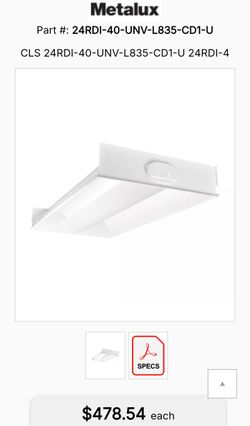 Metalux
 Comercial Light  24RDI-40-UNV-L835-CD1-U

CLS 24RDI-40-UNV-L835-CD1-U 24RDLED, 2'x4' Troffer, 4000 Lumens, 80 CRI, 3500K, UNV 0-10V 