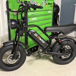 NEW - QLAWAY Fat Tire 500w 48V E-Bike Black Full Suspension & Shimano Disc Brakes 31mph / 40-70 Mile Range