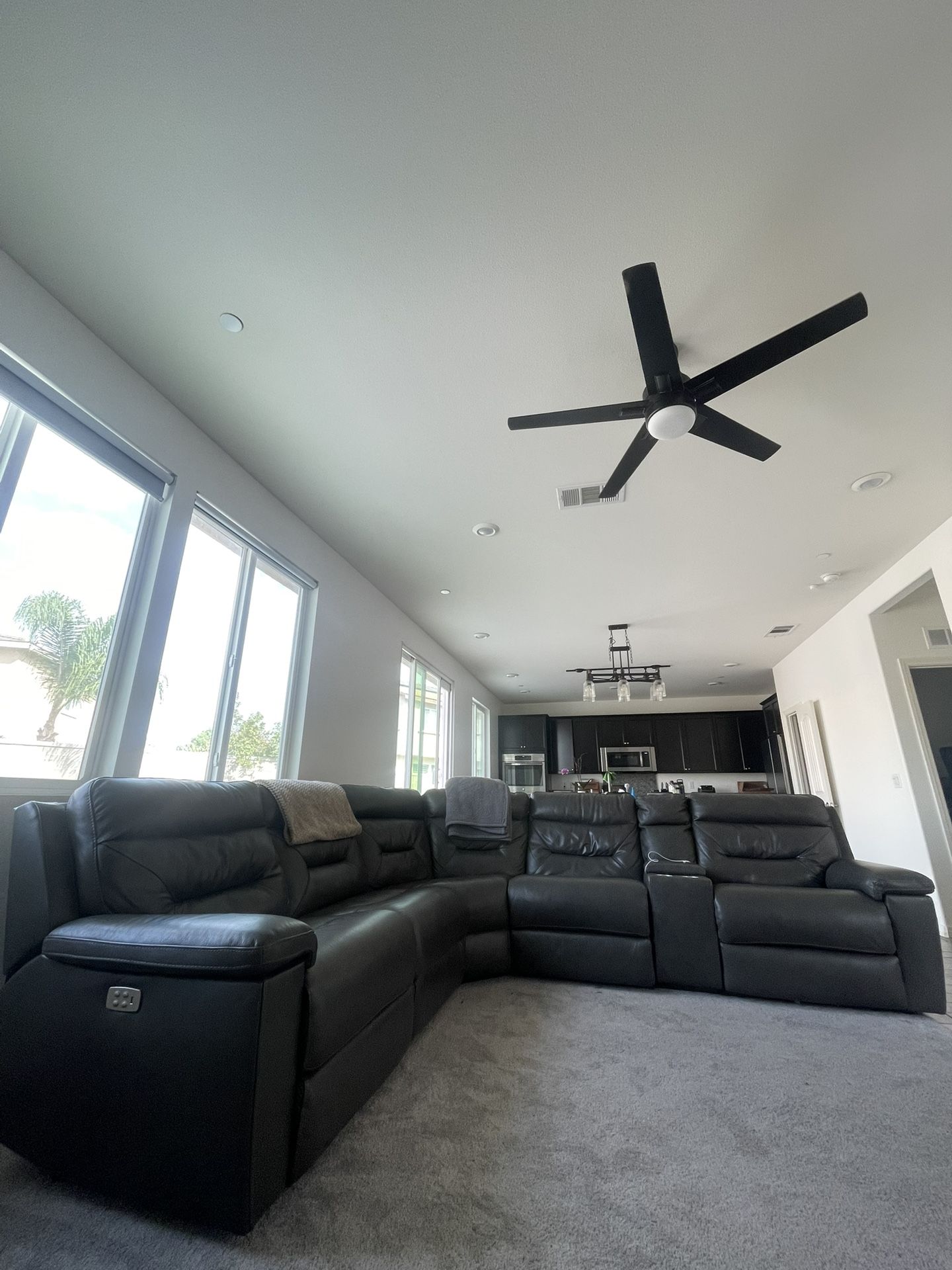 Charcoal Grey 6 Piece Leather Sectional Couch