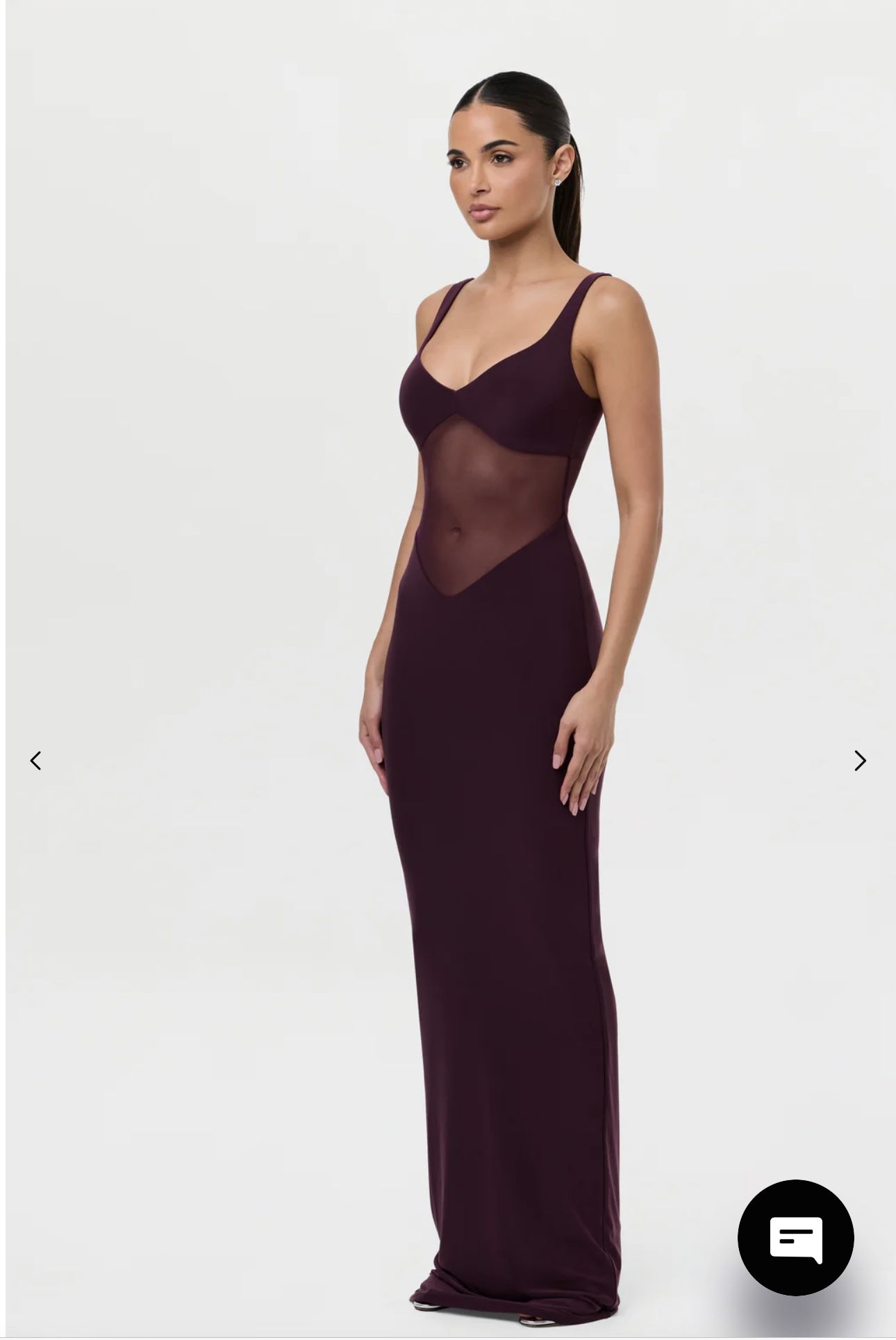 Naked Wardrobe Hourglass Mesh Contrast Dress is Dark Plum Sizes Medium & Large NEW 