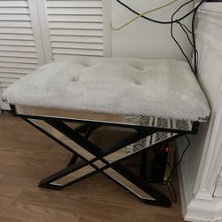 Modern Vanity Ottoman With Mirror X Legs 