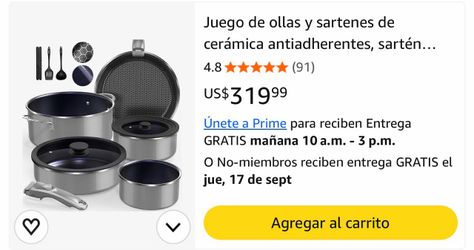 Juego de ollas y sartenes de cerámica antiadherentes, sartén híbrida mejorada 2026, cacerolas de 1.5 y 2 cuartos de galón con tapa, cocción sin aceite